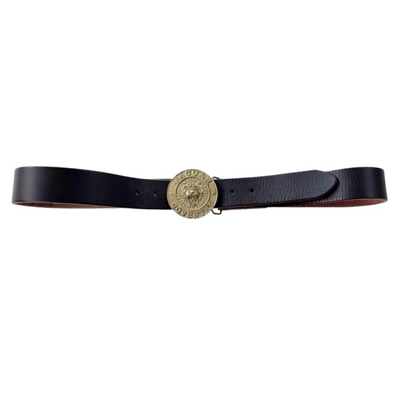 Vintage Solid Brass Jaguar Coventry Belt Buckle with Leather Belt Size L Men - Picture 1 of 12